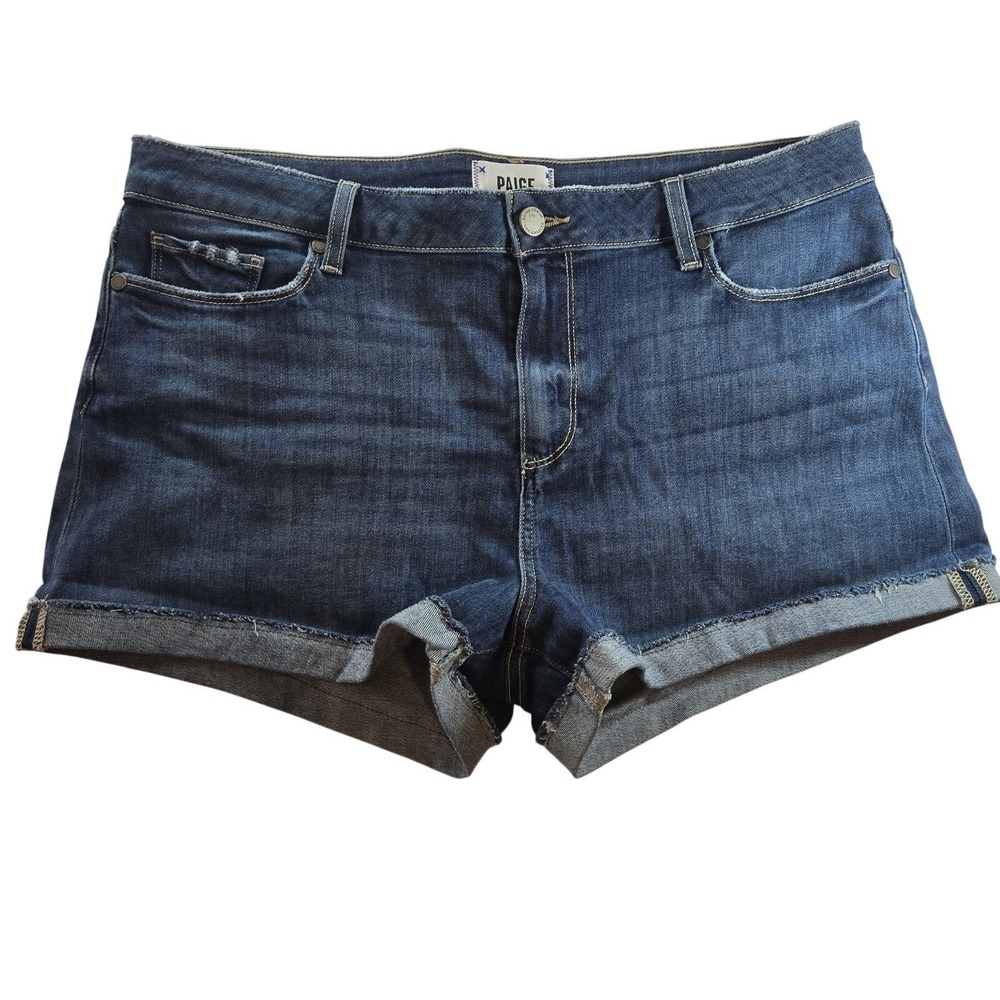 Paige Jimmy Jimmy Denim Shorts Women Size 32 Dark Wash Cuffed Stretch Jean Short